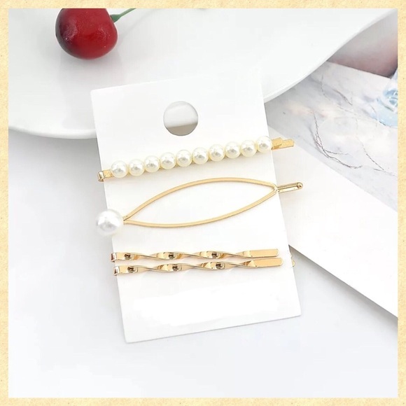 ✨LARGE 4 PIECE SET✨HAIR PINS-PEARL AND GOLD‎ - Picture 2 of 3